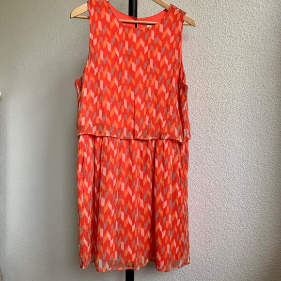 Lucky Brand Ikat Tile Sleeveless Dress Coral Multi Size L - Picture 5 of 5